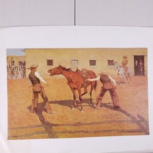 Frederic Remington The Corrals Western Art Print 11.5x16 Tan